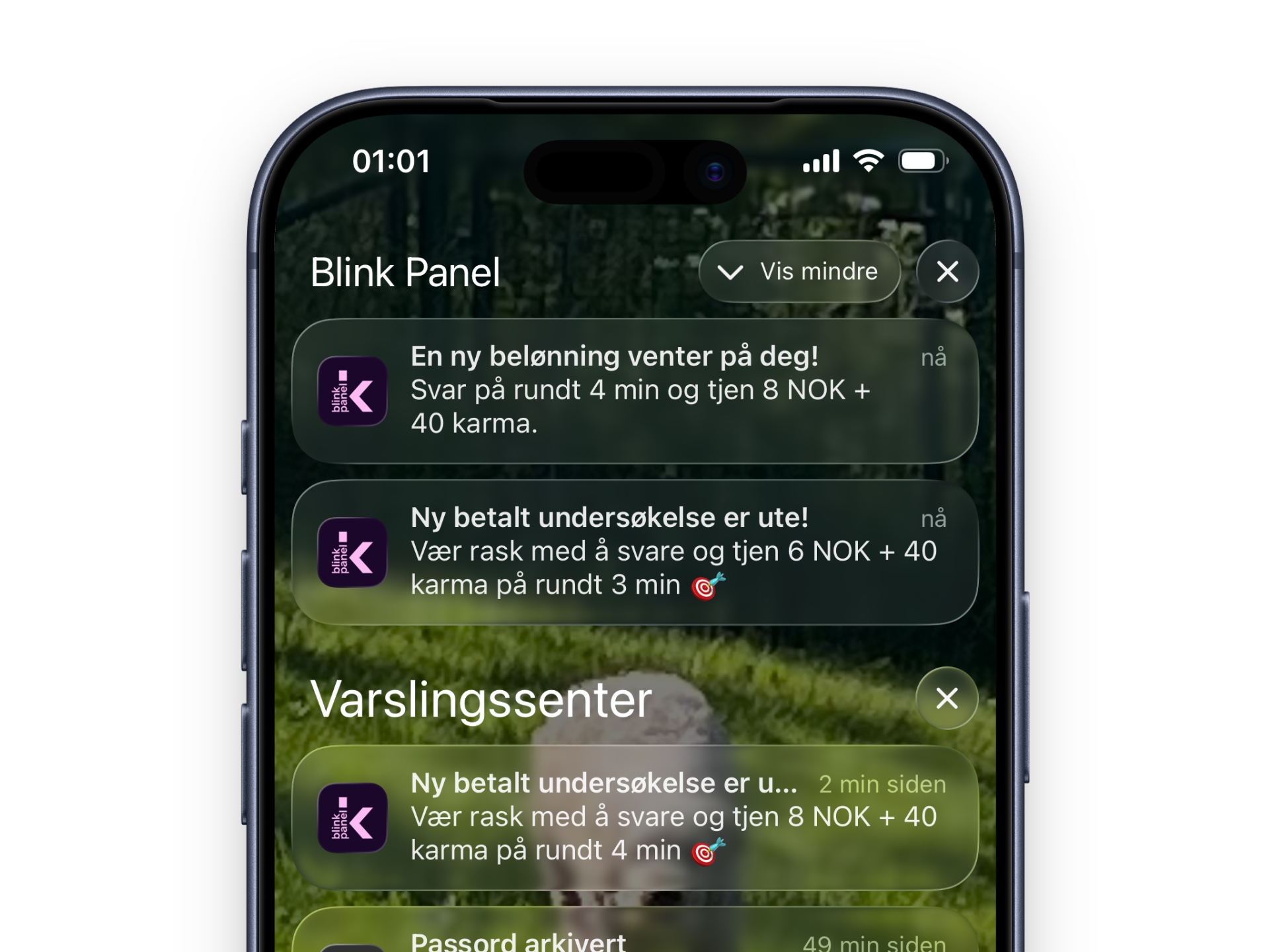 Blink-appen med nye undersøkelser gjennom dagen